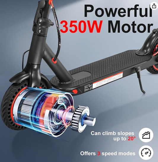 E Scooter mit Straßenzulassung 350W Motor,25-30km Reichweite,8.5" Wabenreifen Elektroroller Belastung LED bis 120kg 20km/h ABE Elektro Scooter Faltbarer E Roller für Pendeln Duales Bremssystem