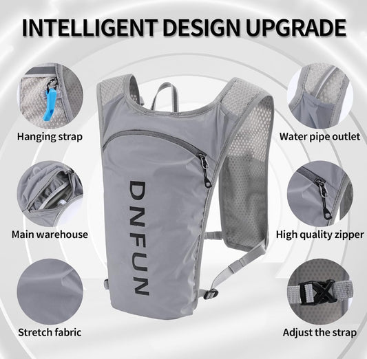 Laufweste Damen und Herren, verstellbare Laufweste mit 1500ml Trinkflasche, 5L Running Vest Reflektierende Trinkrucksack mit Handyhalterung, geeignet für Outdoor Läufe,Jogging,Wanderungen, Radfahren